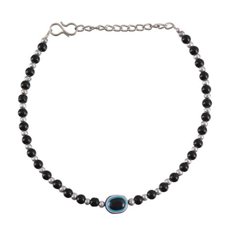 University Trendz Black Beaded Evil-Eye Ghungroo Anklet for Women ...