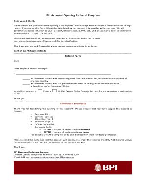 PH BPI Account Opening Referral Form - Fill and Sign Printable Template ...