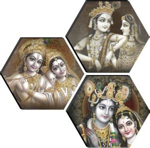 saf Set of 3 Hexagon Radha Krishna UV Textured Painting Pack of 3 Price ...
