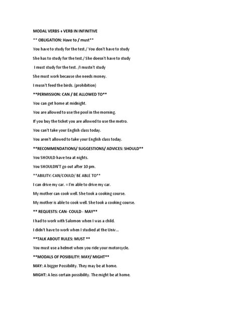 Image result for Modal Verbs Examples PDF