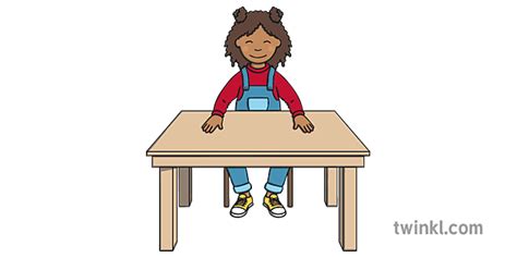 Child Sitting at Desk Feet on Floor Hands on Desk Quiet Still Good ...