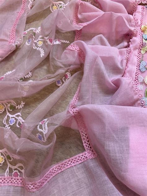 Coloured 3D floral patch linen cotton suits