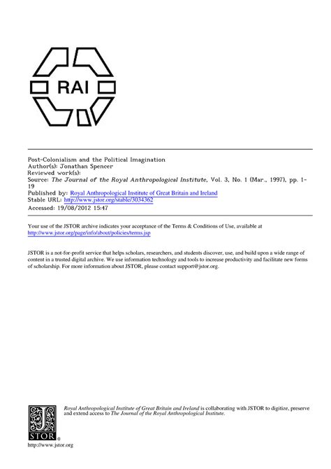 03 Post-Colonialism and the Political Imagination - Post-Colonialism ...