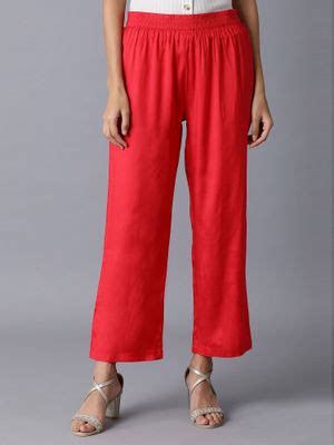 Buy WISHFUL by W Coral Red Parallel Pants Online