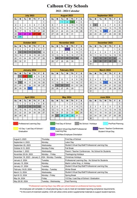 Calhoun City Schools Calendar 2024-2025 (Georgia) - School Calendar Info