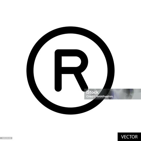 Registered Trademark Sign Capital Letter R In Circle Vector Icon In ...