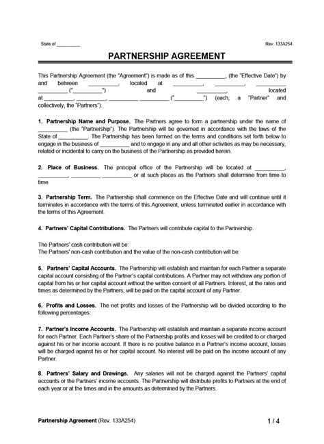 Partnership Agreement Form 的图像结果