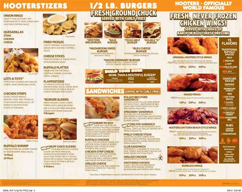 Hooters Menu with Prices and Reviews