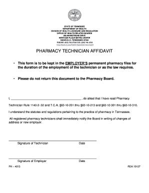 Pharmacy Technician Affidavit - Fill Online, Printable, Fillable, Blank ...