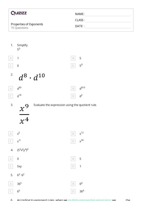 Image result for 5th Grade Math Exponents Worksheets
