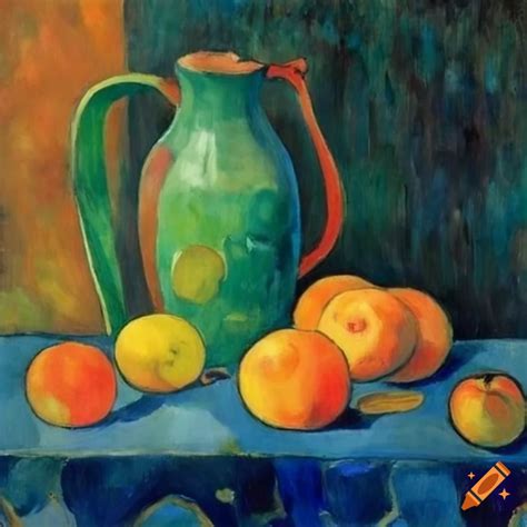 Colorful still life painting with fruits on Craiyon