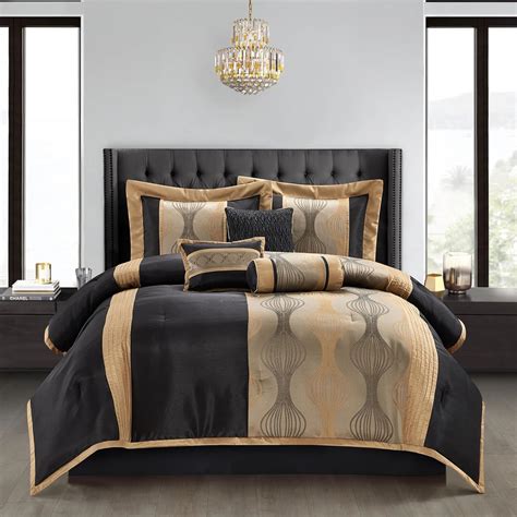 Amazon.com: Stratford Park Black King Size Comforter Set, 7 Pieces ...