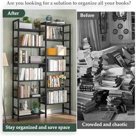 Homykic Double Wide Bamboo Bookshelf Black, 6-Tier India | Ubuy