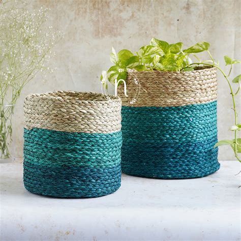 Eco-Friendly Planter Baskets Blue Set of 2 Online - Premium Basket ...