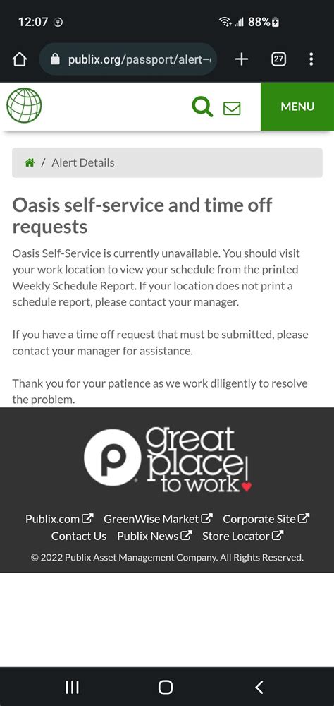 About oasis, there's an alert on passport (screenshot) : r/publix