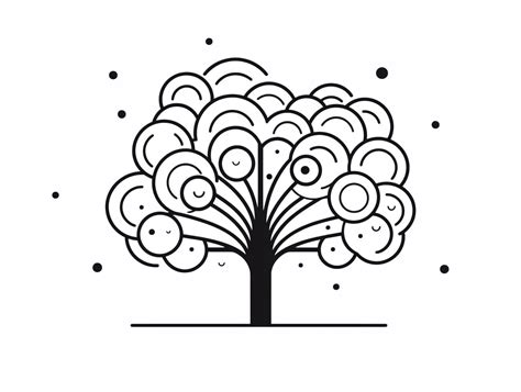Happy Abstract Tree Drawing - Coloring Page