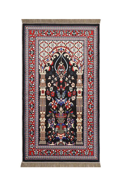Black Bamboo Carpet Prayer Rug