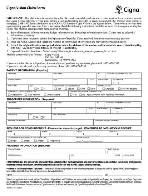 2013 Form Cigna 803465d - Blank Fillable Template | Fill Out, Print ...