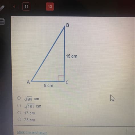 What is the length of the hypotenuse of the triangle? - brainly.com