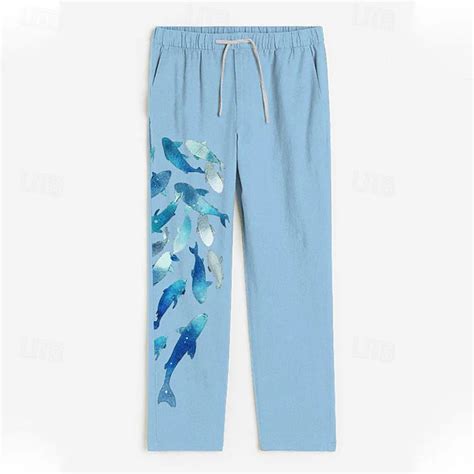 Men's Animal Dolphin Linen Pants Pants Trousers Baggy Pants Medium ...