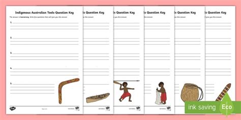 Indigenous Australian Tools Question Keys Worksheet / Worksheets