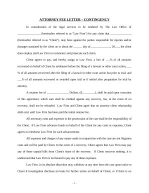 Attorney Fee Letter for Personal Injury - Contingency Retainer Doc ...