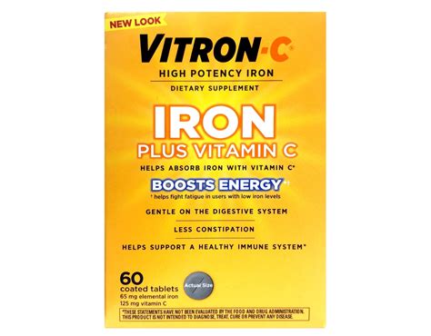 Vitron-C Iron Supplement, High Potency Iron Plus Vitamin C, Gentle ...