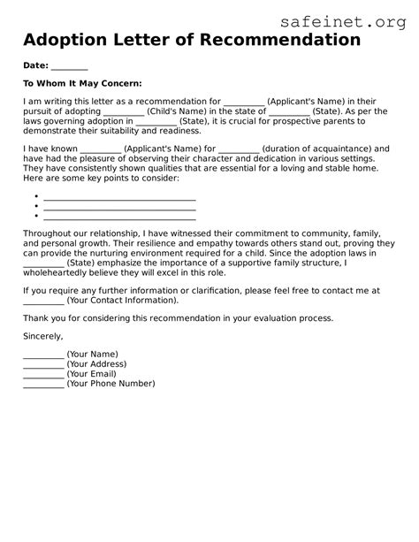 Free Adoption Letter of Recommendation PDF Template ≡ SafeInet