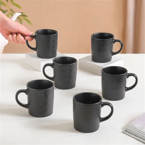Black Matte Coffee Mug Set Of 6 220ml Online - Premium Coffee Mug ...