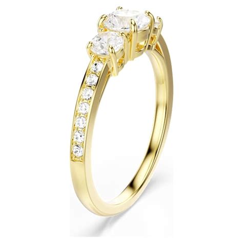 Stilla Attract ring, Round cut, White, Gold-tone plated | Swarovski