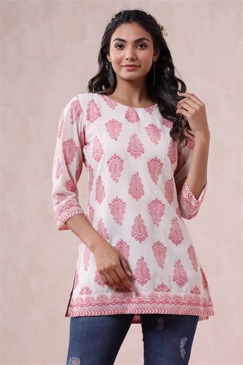 Pink & Multi Georgette Printed Straight Tunic – Trendphoria