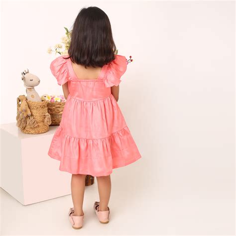 100% Cotton Pink Tier Frill Neck Dress– Cuddly Buddly