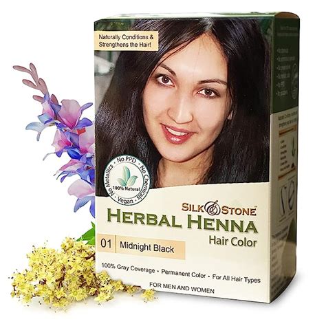 Buy 01 Midnight Black, Herbal Henna Hair Color for All Hair Types ...