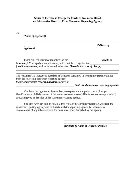 Notice of Increase in Charge for Credit or Insurance Based on Ination ...