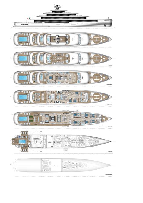 Luxury Mega Yacht Deck Plans