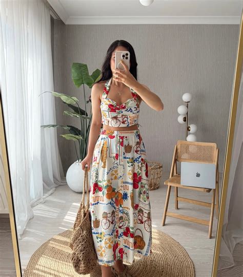 Pankh Ege Halterneck Printed Crop Top & Skirt Coord Set