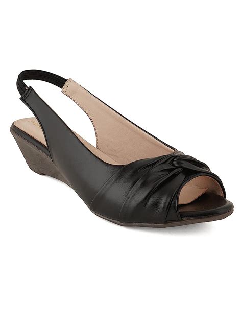 Buy Everly Black Wedge Peep Toes Pumps for Women (MNS6101MNT36) at ...
