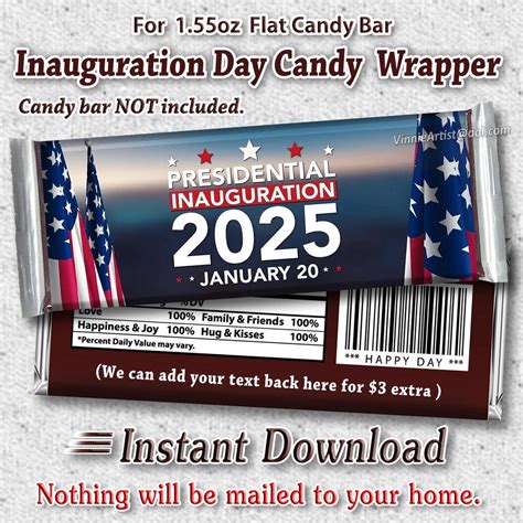 PRINTABLE 2025 Presidential Inauguration Election Donald Trump Candy ...
