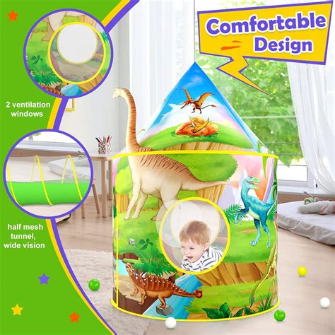 Buy PigPigPen 3pc Dinosaur Play Tent for Kids with Big Roar Button ...