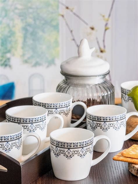 Buy Sonaki Bone China Tea/Coffee Mugs Set of 6 Pieces 180ml Online at ...