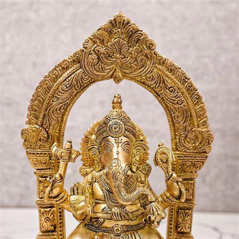 Chaturbhuja Lord Ganesha Seated on Throne | Brass Ganesha Statue – The ...