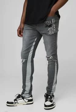Men's Grey Ripped Jeans | Grey Distressed Jeans | boohooMAN USA
