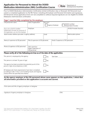 DODD Medication Administration Certification Application - Blank ...
