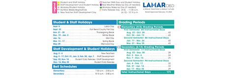 Lamar Cons High School - School District Instructional Calendar - Lamar ...