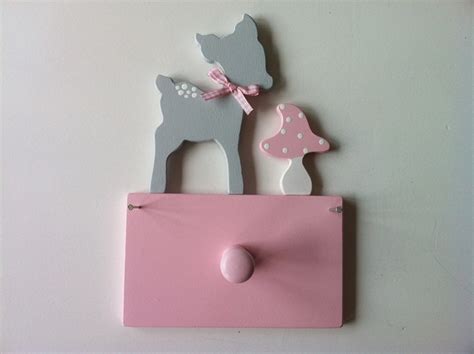 Kindergarderobe mit Reh und Fliegenpilz - Mit 1 Haken, Breite: 15cm