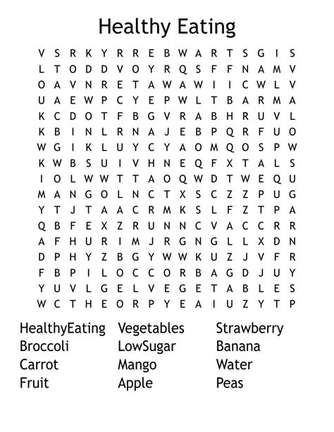 Healthy Eating Word Search - WordMint