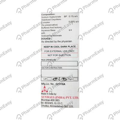 Oculact 0.1 %W/V Eye Drop (10): Uses, Side Effects, Price & Dosage ...