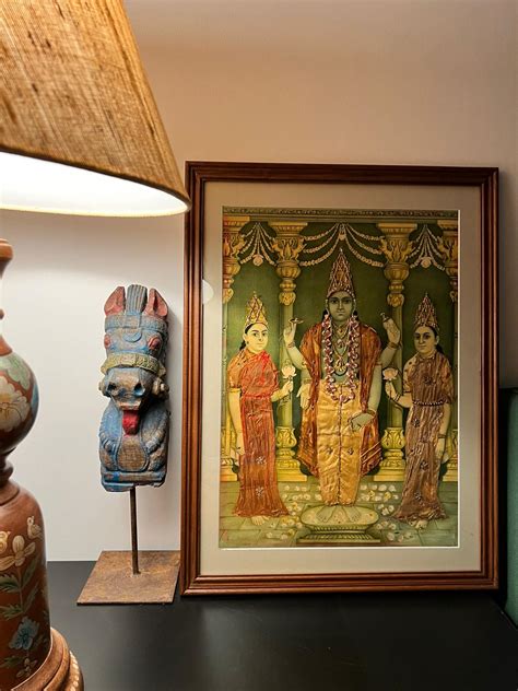 Buy Oleograph of Lord Vishnu with Shri Devi and Bhu Devi Online