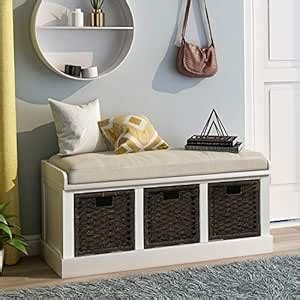 Merax Fully Assemble Storage Bench Entryway Storage Bench with 3 ...