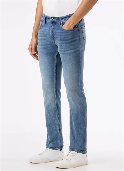 Men Blue Mid Rise Slim Fit Stretchable Jeans | Pepe Jeans India